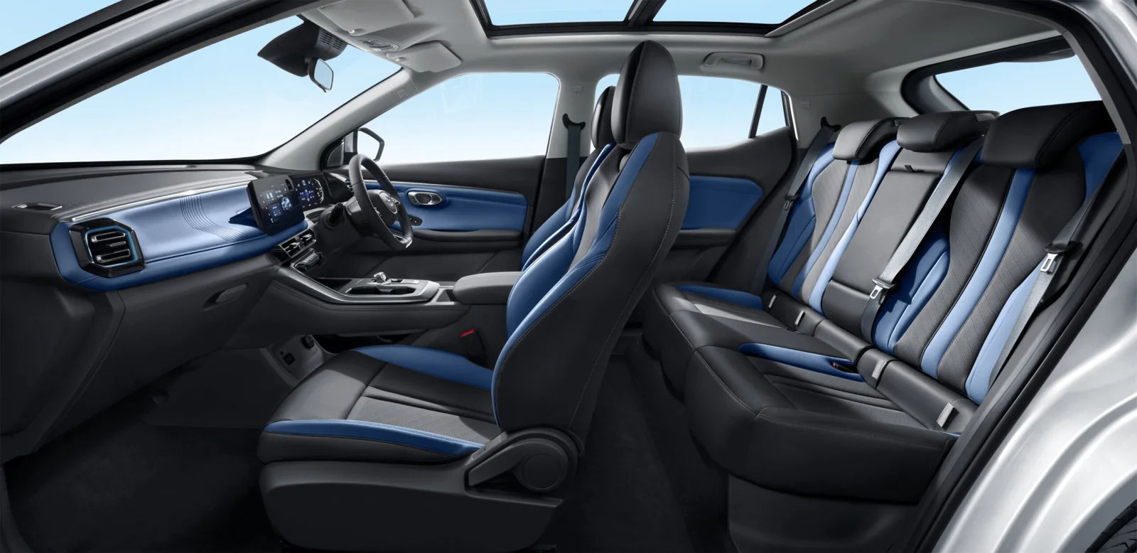 Right-hand-drive GS3 EMZOOM cabin with blue and black upholstery, Malaysia-market reference